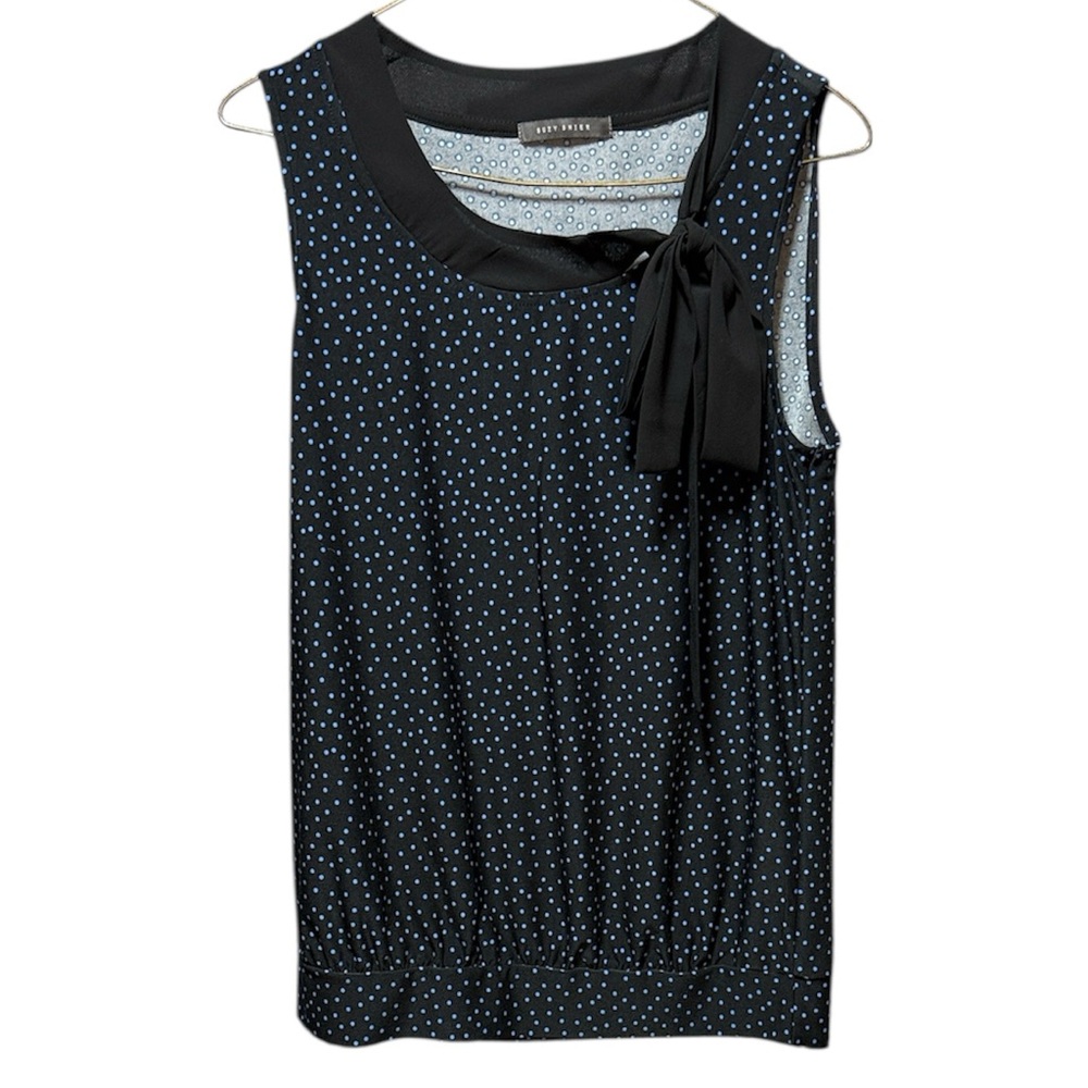 Black and Blue Polka Dot Sleeveless Top